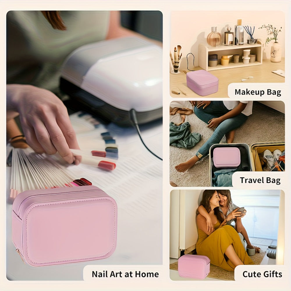 Lighted Makeup Mirror with Travel Case Cosmetic Organizer 3-Color LED Light 1200mAh, for Makeup, Travel and Everyday Vanity U