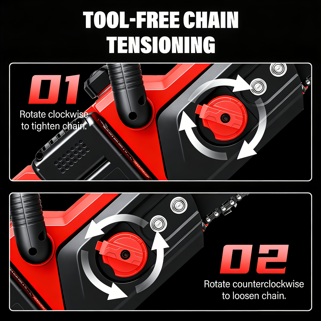 Cordless Brushless Chainsaw Kit with 12- or 16-Inch Guide Bar, Two Batteries, Charger and Cutting Accessories — image 10