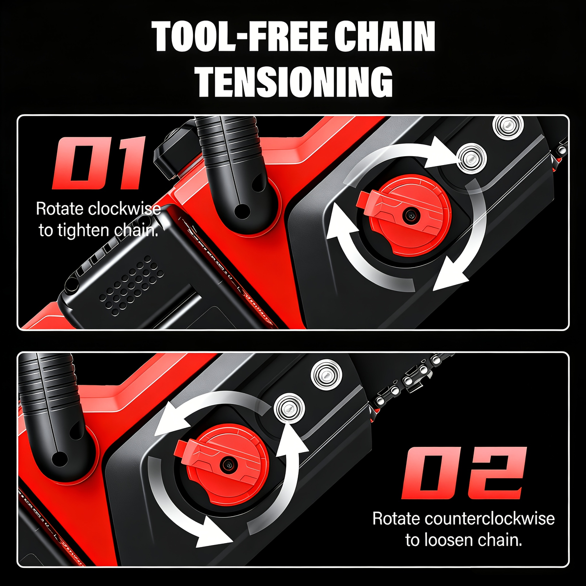 Cordless Brushless Chainsaw Kit with 12- or 16-Inch Guide Bar, Two Batteries, Charger and Cutting Accessories — image 10