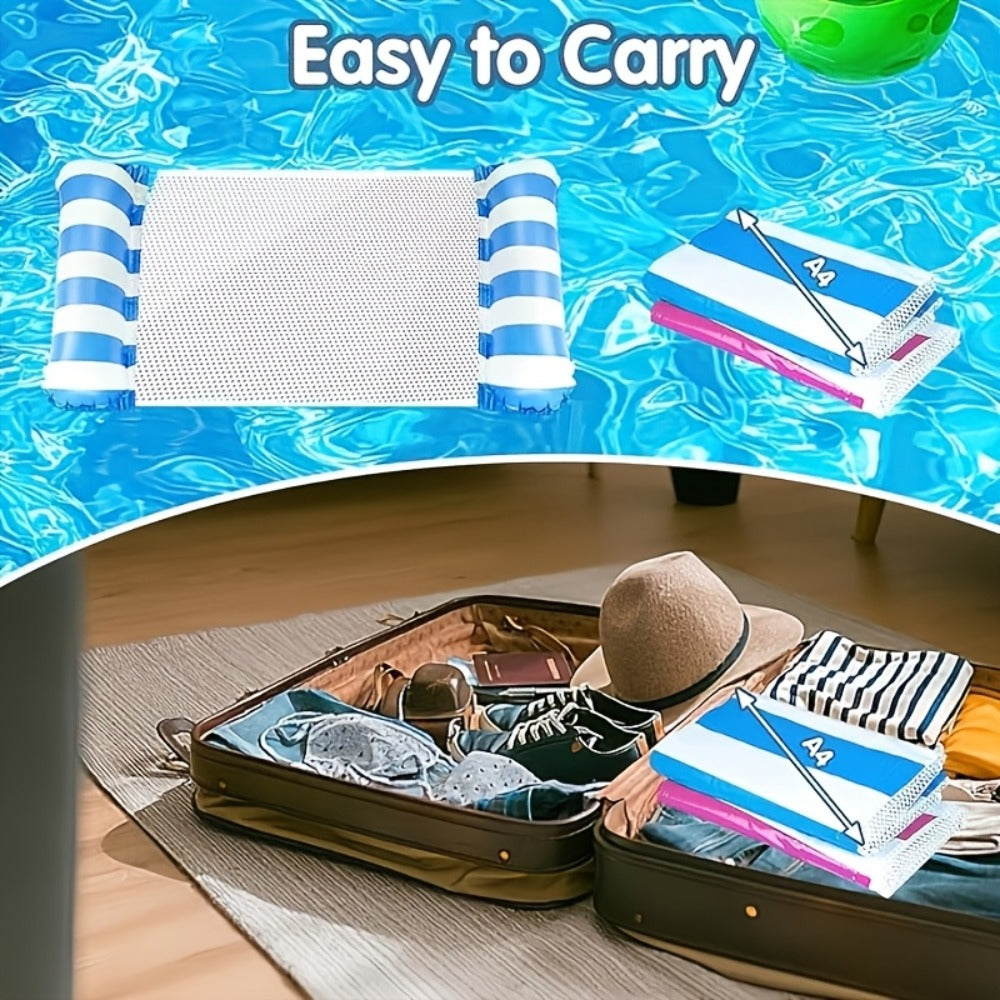 Striped Mesh Pool Float Hammock Set with Five- or Eight-Pack Colorful Options for Seated or Reclined Pool Use — image 11