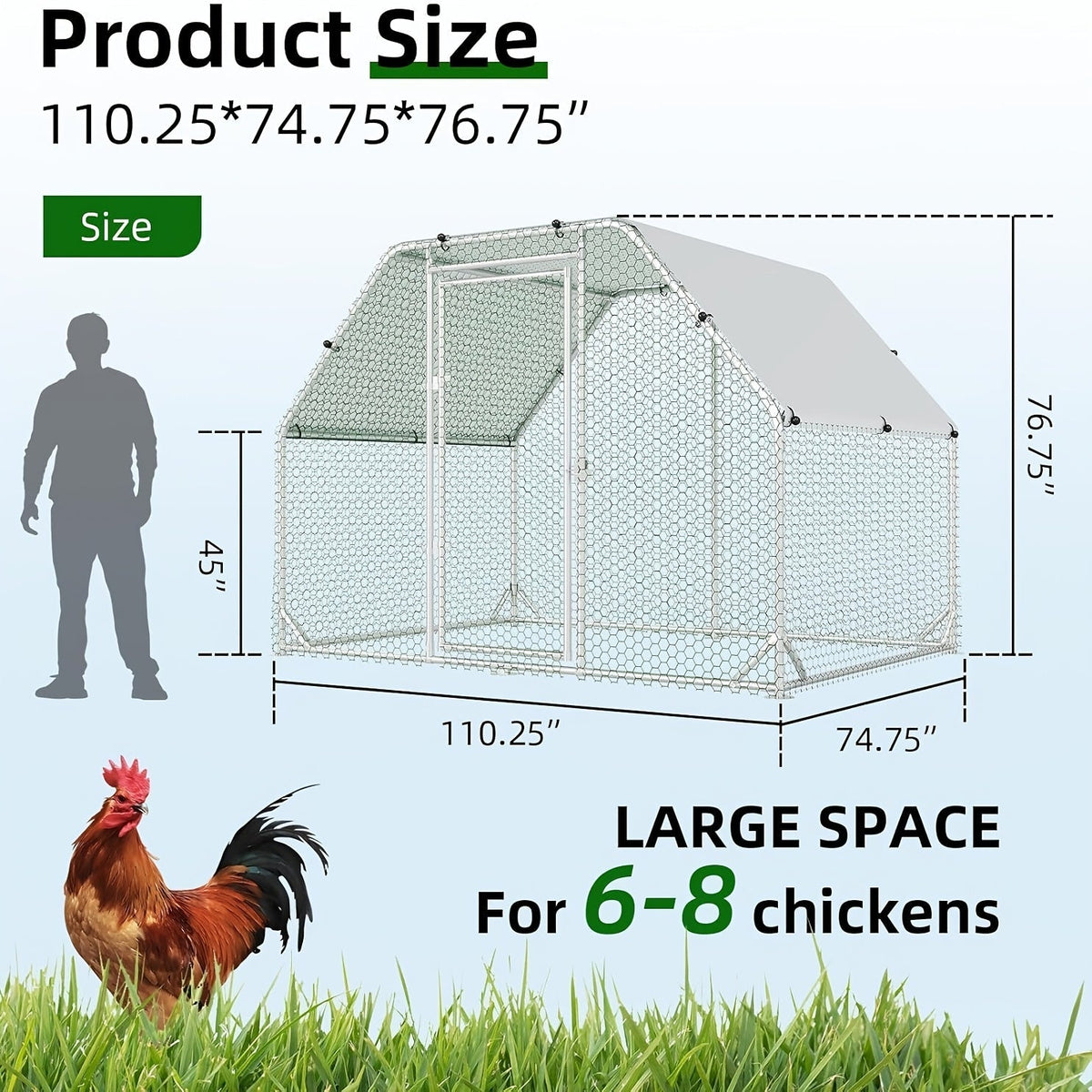 Metal Chicken Run Walk-in Poultry Enclosure with UV Protection - Dome Flat & Spire Roof Styles — image 3