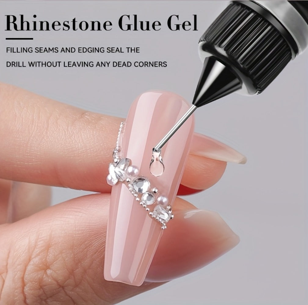 Nail Rhinestone Adhesive Gel 2pcs 0.34oz Clear Sticky Glue for 3D Nail Art Gems Charms Crystals Drill Jewelry — image 13