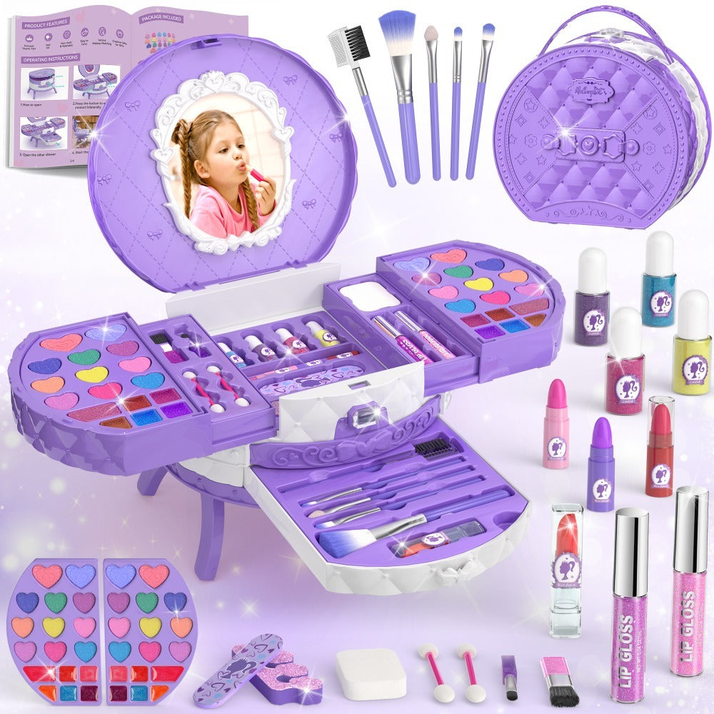 Girls Makeup Set with Dressing Table & Mirror - Princess Pretend Play Vanity Toy for Kids Ages 3-12 — image 12