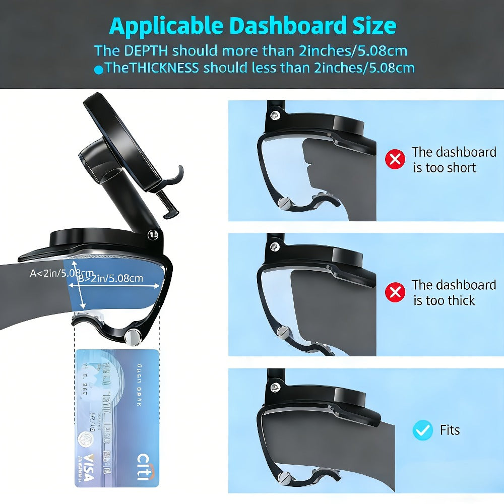 Deep Gray Dashboard-Edge Car Phone Holder with 360-Degree Joint and Triangular Support Clip — image 10