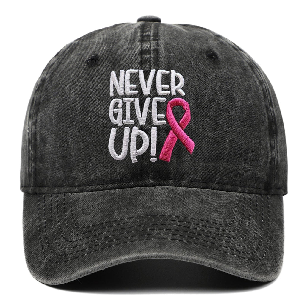 Breast Ribbon Embroidered Peaked Cap Baseball