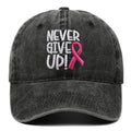 Breast Ribbon Embroidered Peaked Cap Baseball