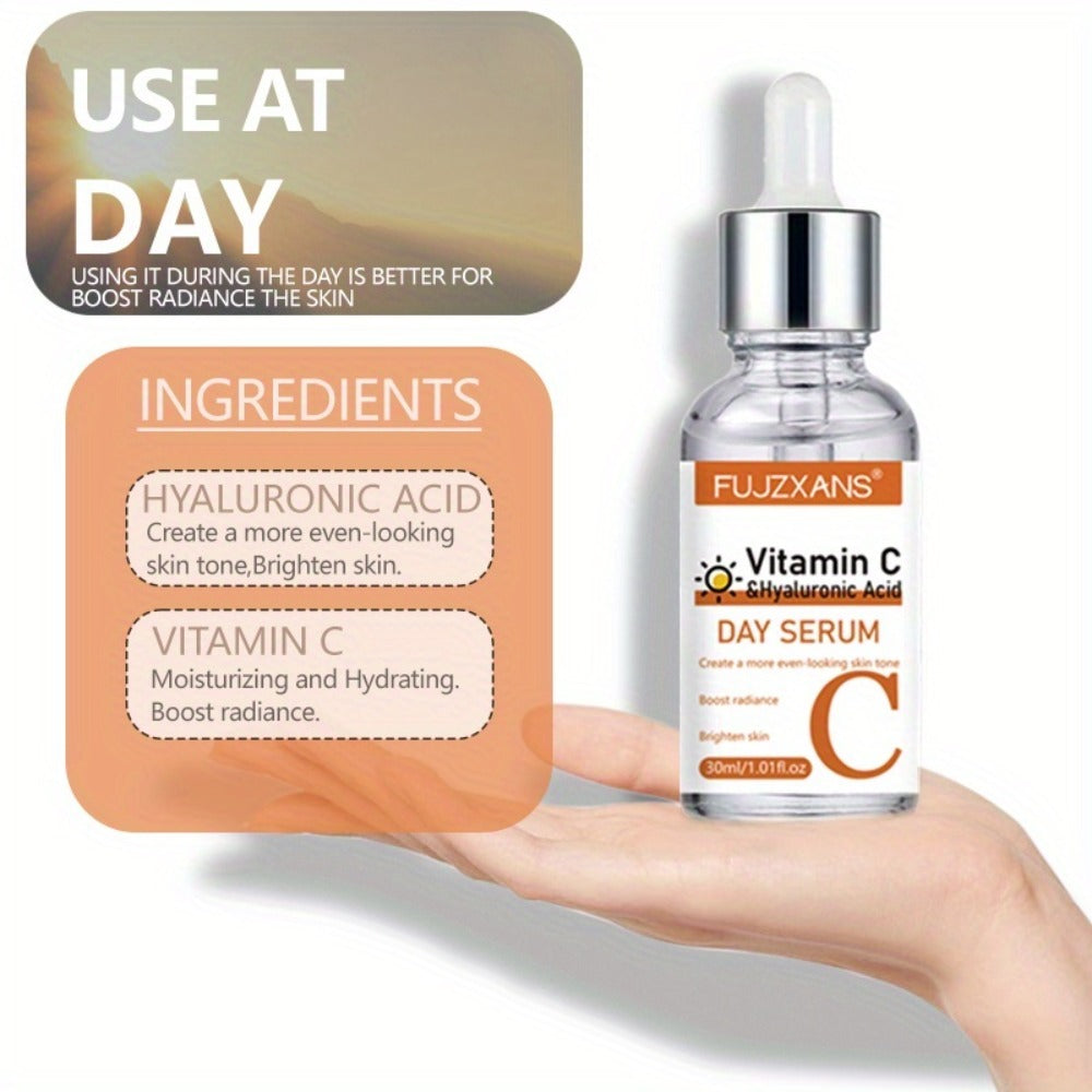 Vitamin C Retinol Hyaluronic Acid Serum Set, 3-Piece Day & Night Dropper Kit with Collagen & Glycerol — image 9