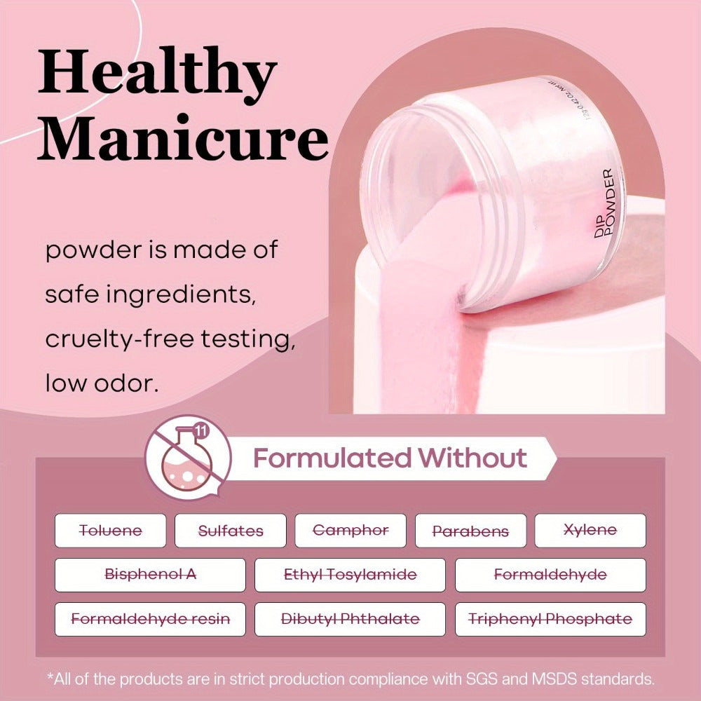 Dip Powder Nail Kit with NOCIS Label, Four Nude Gray Pink Powders, Three 10ml Liquids and Four Tools — image 18
