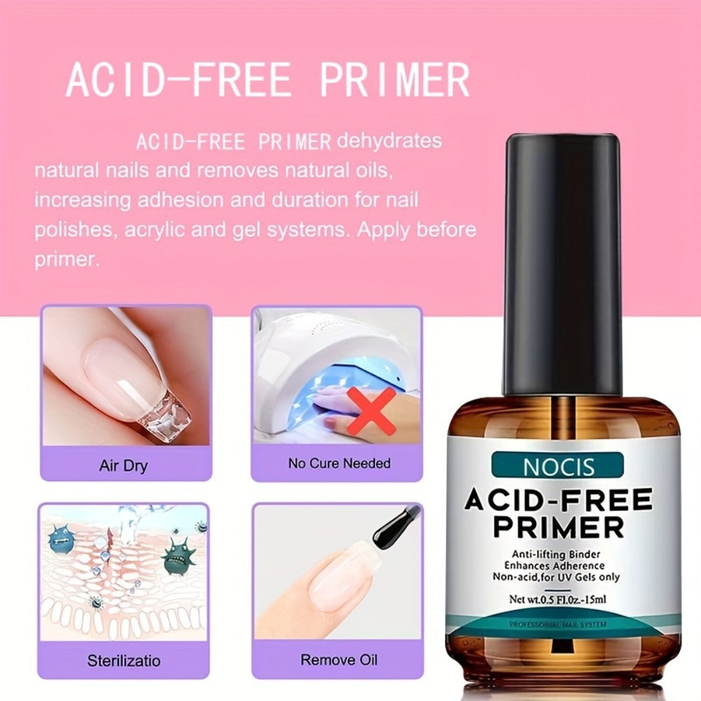 Acrylic Nail Kit NOCIS Clear, Pink and White Powders with Q Monomer, Primer, Brush Cleaner and Four Brushes — image 6