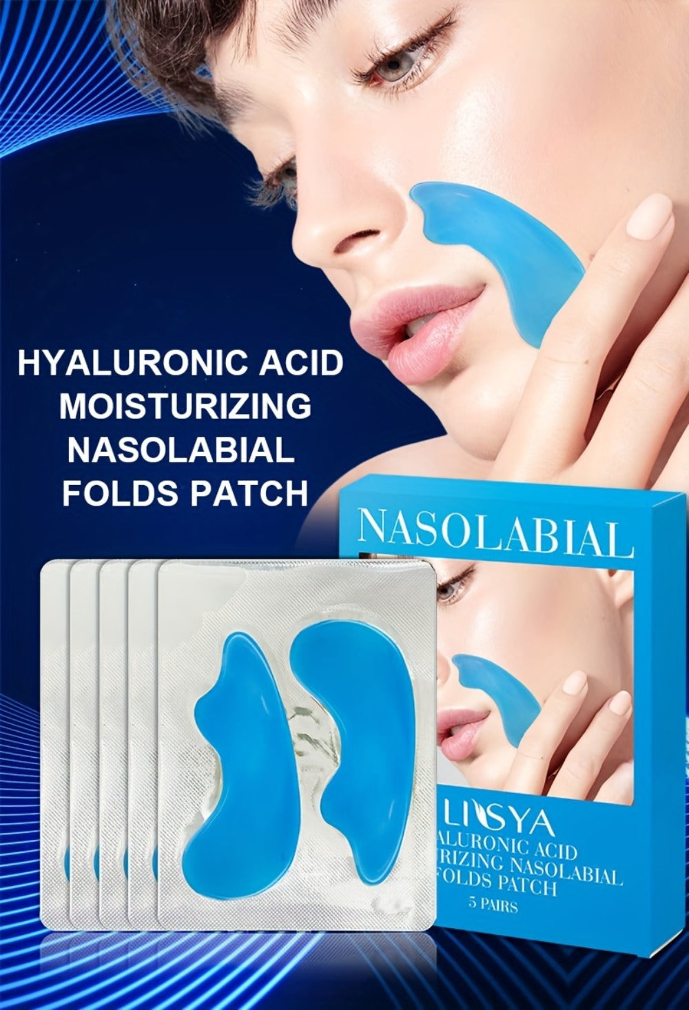 Nasolabial Fold Patches 3 Boxes - Hyaluronic Acid & Collagen Laugh Line Sticker, Lifting Tightening Anti-Wrinkle Nose Line Pa