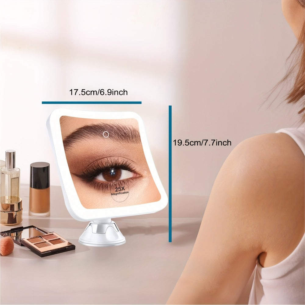 25X Magnifying Mirror with LED Light Suction Cup Mount, for Makeup, Travel and Everyday Vanity Use — image 6