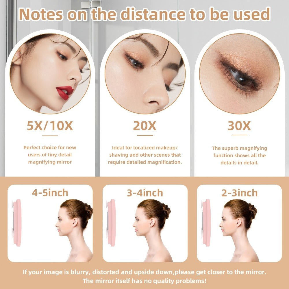 30X LED Magnifying Mirror Rechargeable 6-Inch Lighted Handheld Pocket Mirror with Hanging Loop – Portable Travel Vanity Mirro