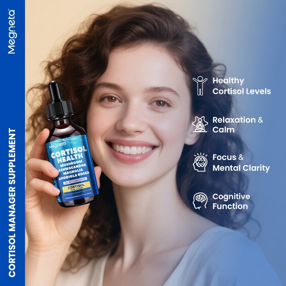 Cortisol Balance Liquid Drops for Stress & Cortisol Belly, KSM-66 Ashwagandha, Magnesium Glycinate & L-Theanine Sublingual Su