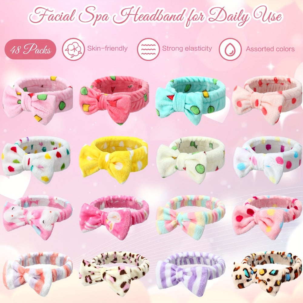 Spa Headbands For Women with 48 Pack Fluffy Plush Bow Hair Band — image 2