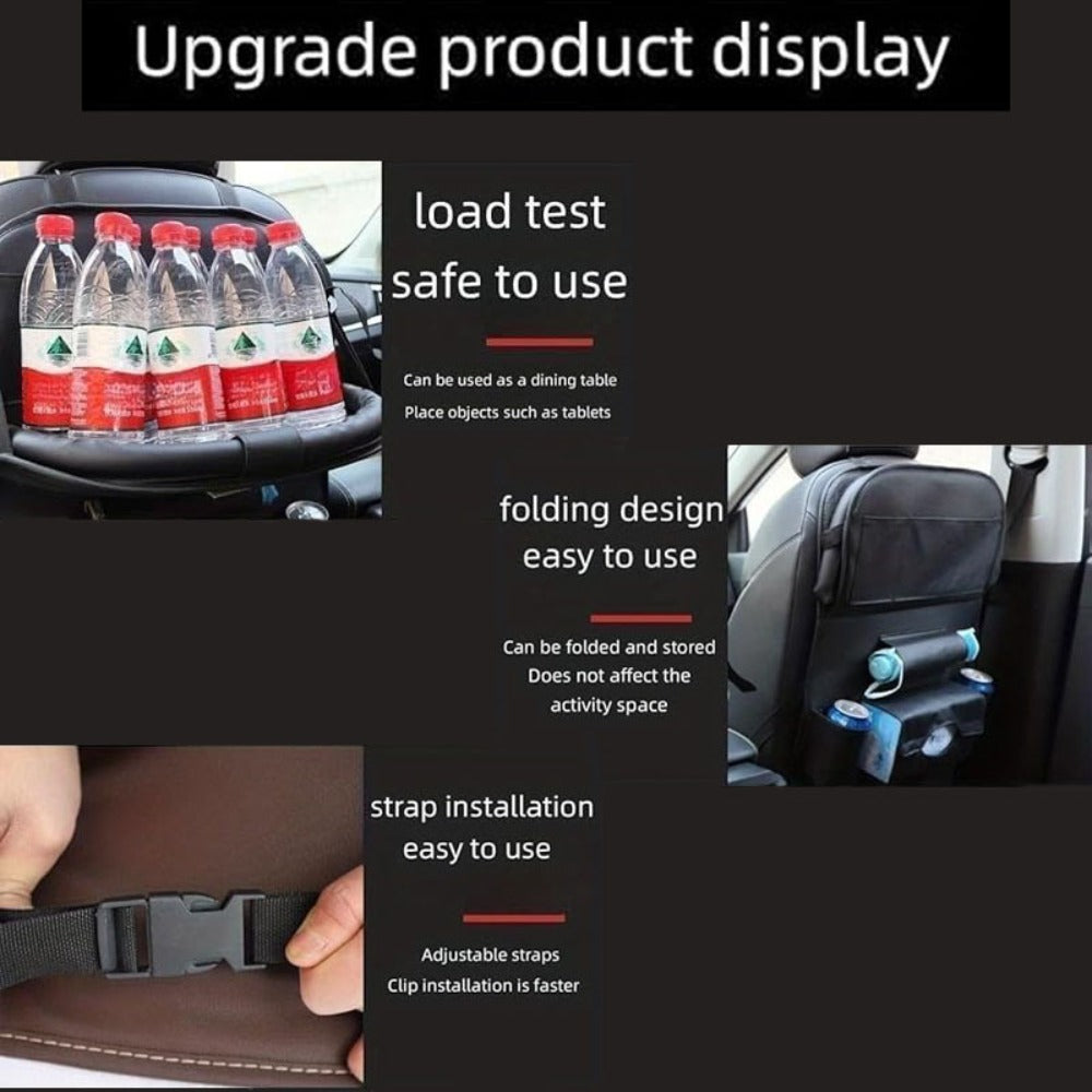 Car Rear Seat Organizer with Foldable Table, Footrest, Cup Holder, Tissue Box & Laptop Base – 2-Piece Premium Back Seat Stora