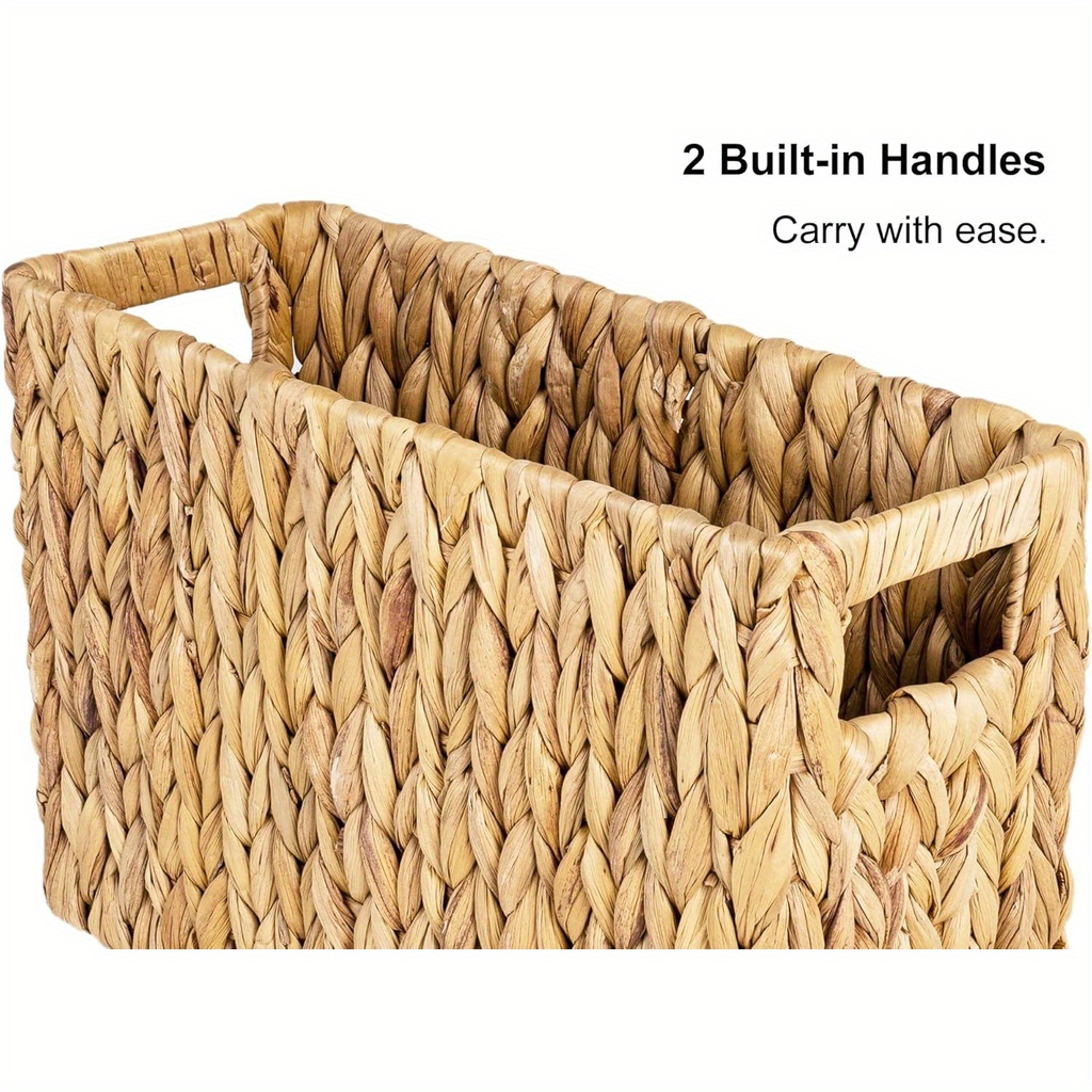 Magazine Holder Basket – Hand Woven Water Hyacinth Wicker Organizer for Bathroom, Office, Living Room, Bedroom Storage & Boho