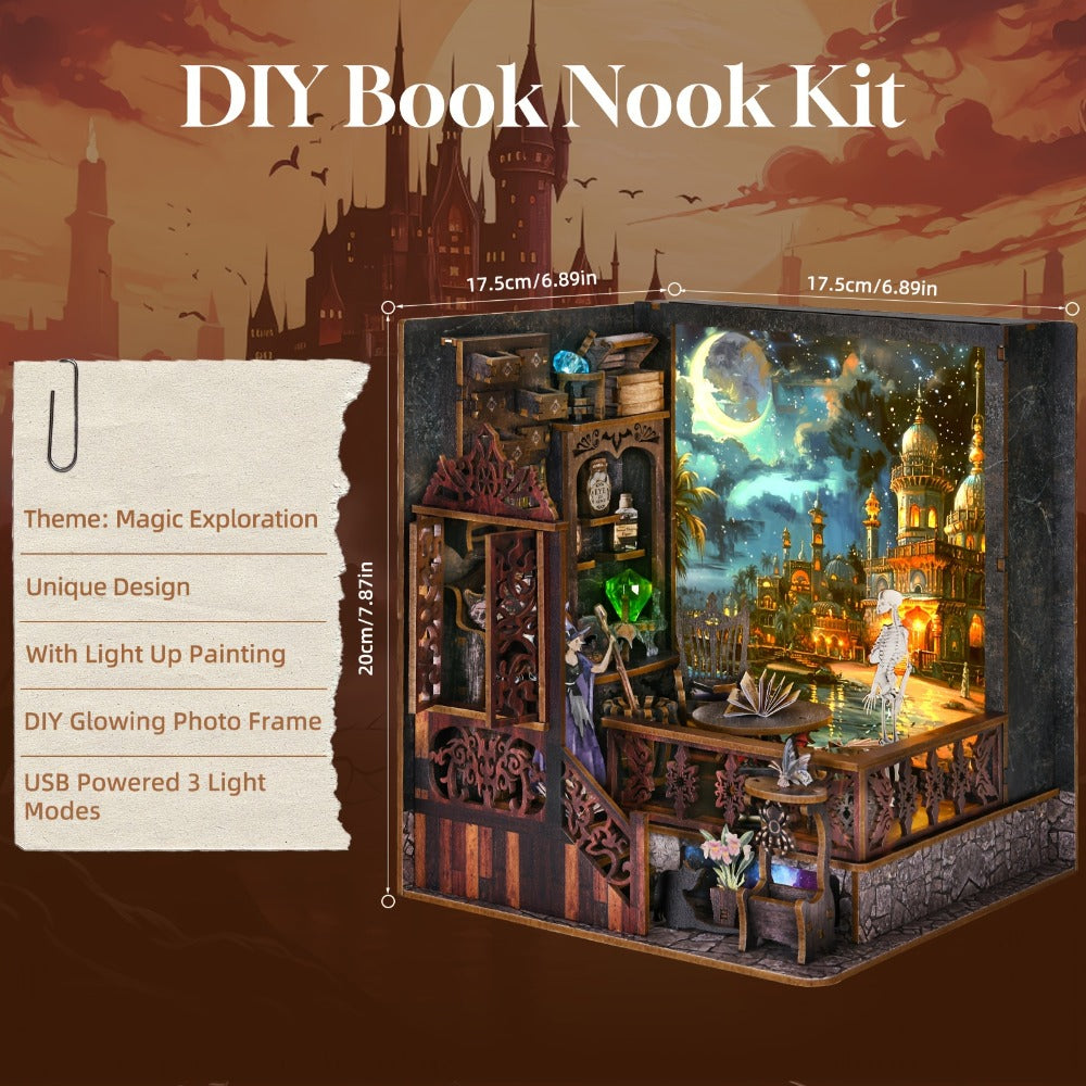 Magic Exploration Book Nook Kit CH03 with Library Workshop Scene, Three Light Modes and Paintable Front Panel — image 2