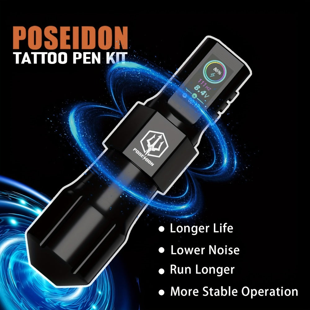 Professional Tattoo Machine Kit Wireless with LED Display - LTK08 Rotary Pen 20 Needles for Temporary Body Art, Festivals and