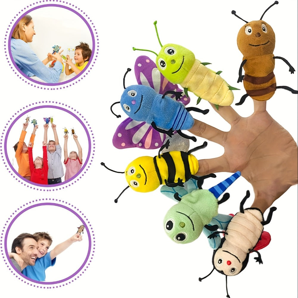 Six-Piece Insect Finger Puppet Set with Six Colorful Bug Designs for Storytelling and Pretend Play — image 3