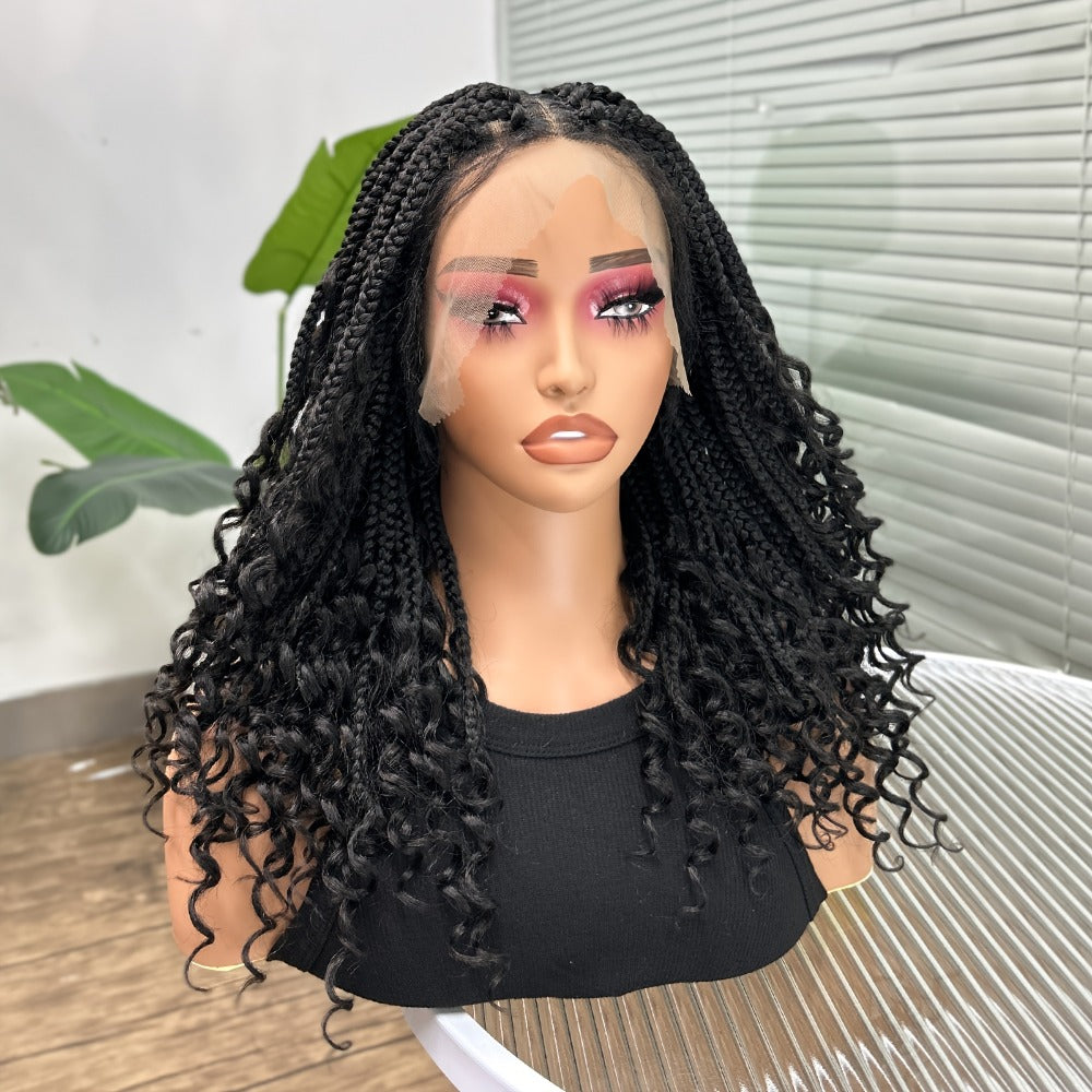 Goddess Square-Braid Wig with Curly Ends in 14- or 16-Inch Lengths and Black, Burgundy or Brown Colors — image 4