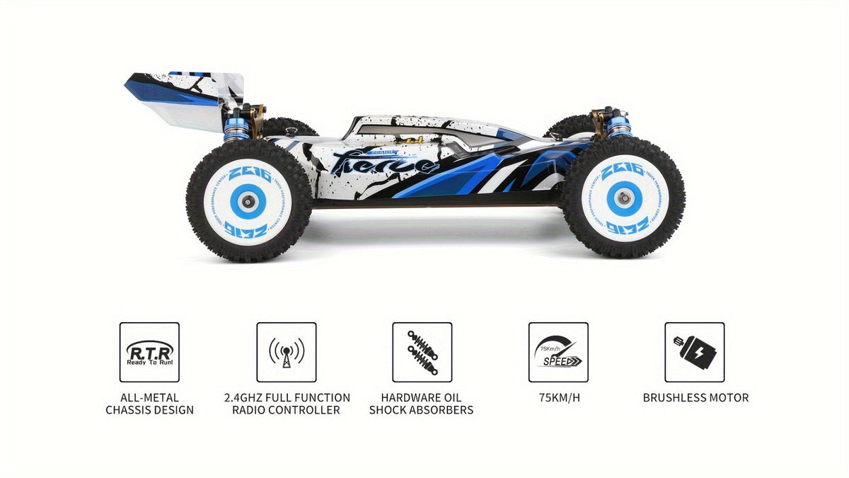 Remote Control Car, Wltoys 124017 Brushless 4WD Off-Road Racer with 75KM/H Source Speed and Two 7.4V 2200mAh Batteries — imag