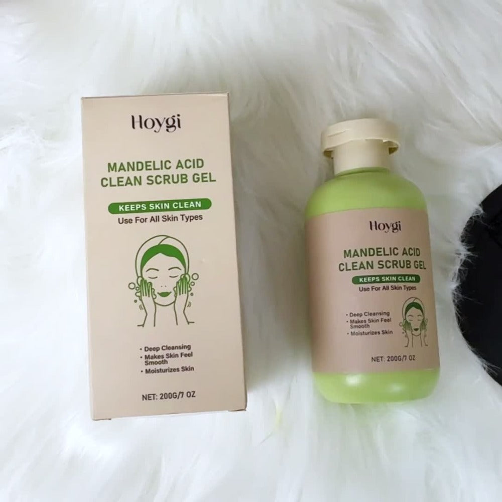 Mandelic Acid AHA Exfoliating Gel & Five-Finger Mud Scrubber Glove 2-Piece Set for Bath Time, Home Spa and Personal Care — im