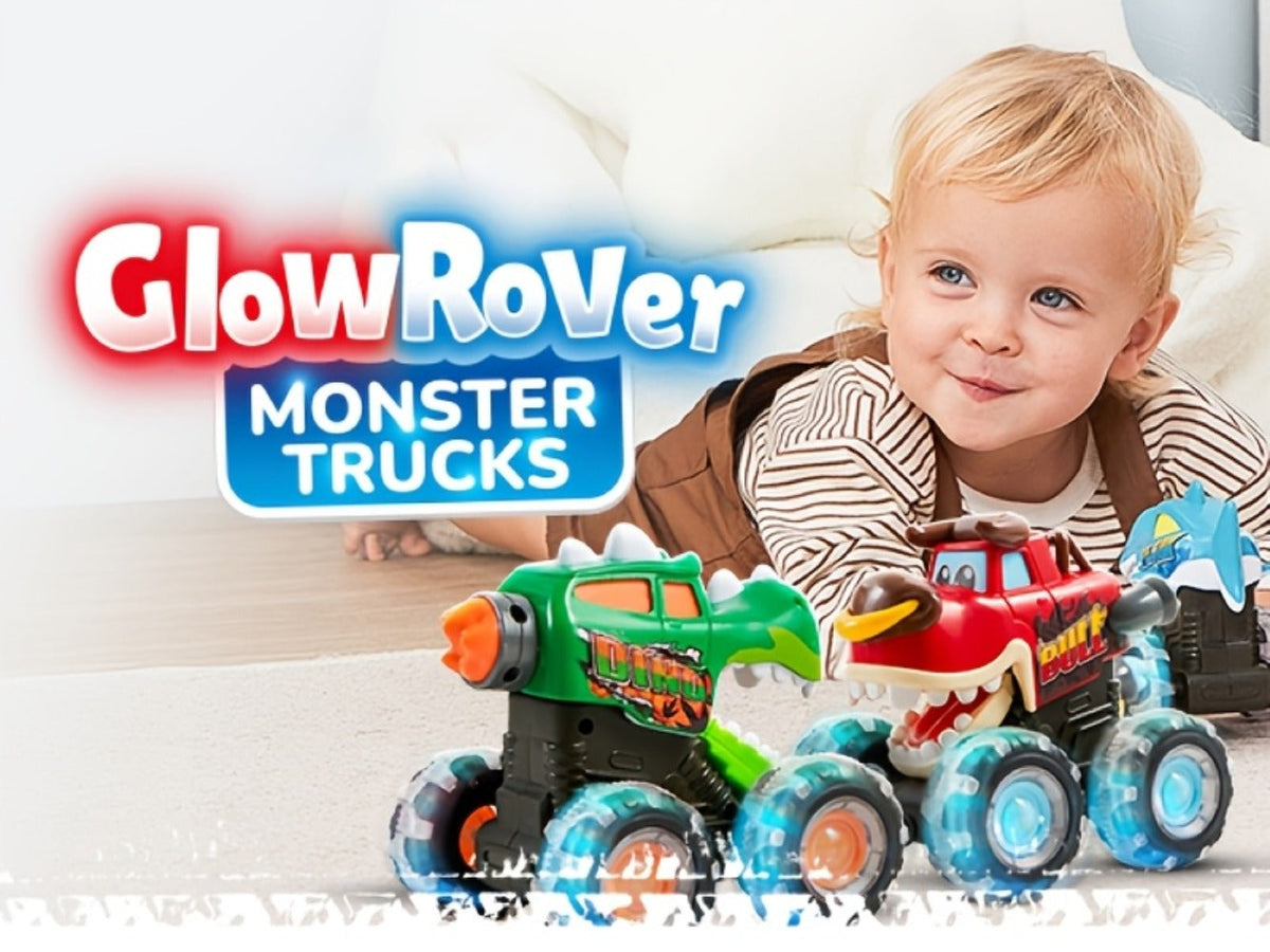 Monster Truck Toys for Toddlers 3-Pack LED Light Up Wheels Press & Go Animal Trucks Shark Bull Dinosaur — image 11