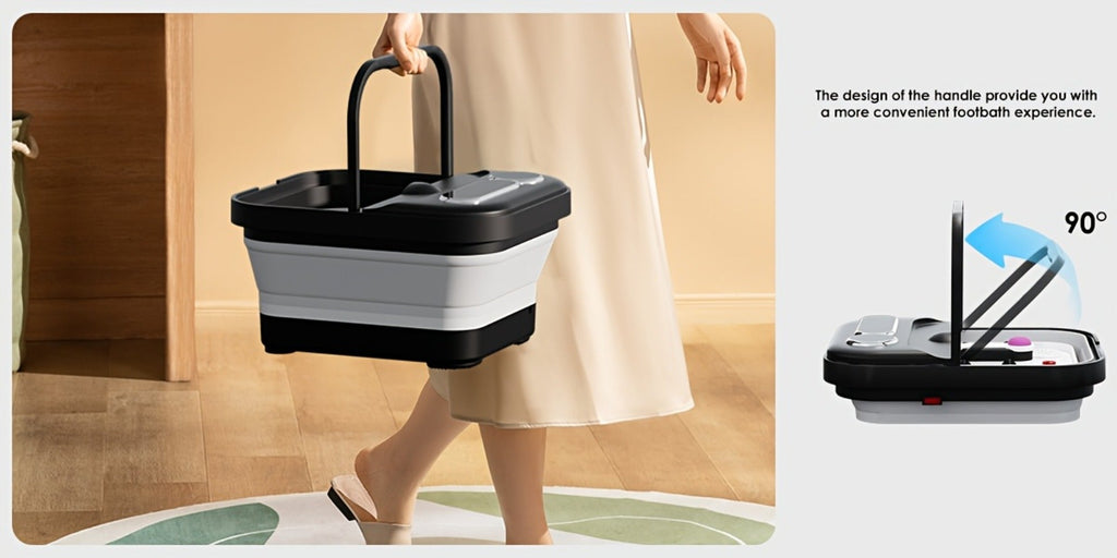 Foot Spa Massager Collapsible with Heater & Temperature Control – Foot Bath with Bubbles, 6 Massage Rollers, Vibration — imag