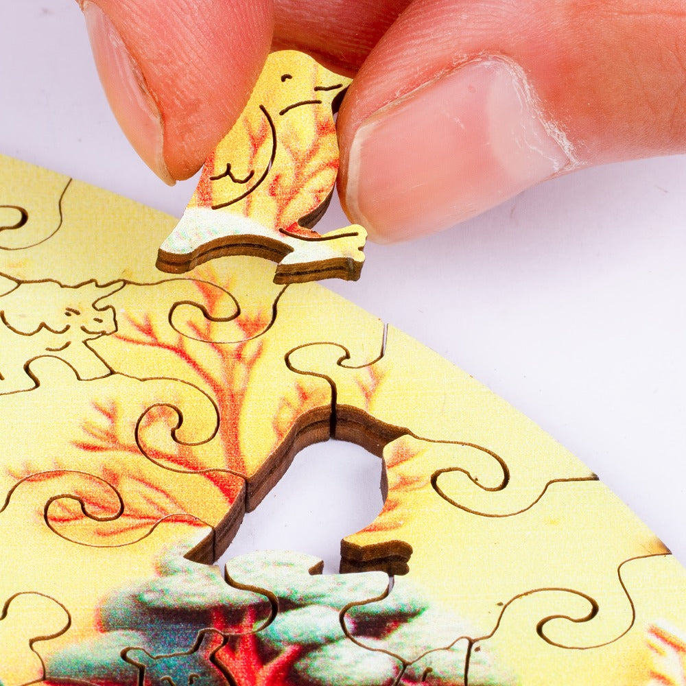 Dragon Wooden Jigsaw Puzzle Gemstone Fantasy – Colorful Irregular Animal Shaped Pieces, Unique Non-Repetitive Plywood Brain T