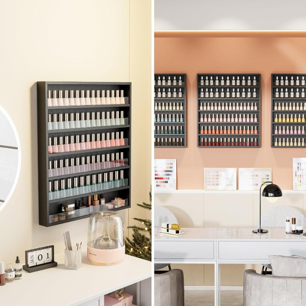 Nail Polish Rack Wall Mount Organizer 6-Tier & 10-Tier with Acrylic Baffle, Salon Display Shelf for Nail — image 13