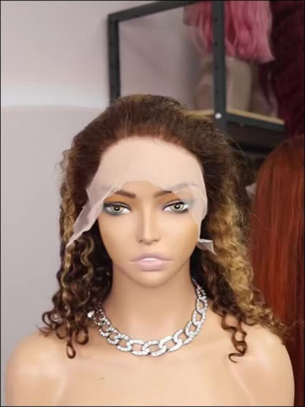 Lace Front Wig LUCK HAIR 10-Inch 4/27 Highlight Water-Wave Human Hair Bob with 13x4 HD Lace and 180% Density — image 7