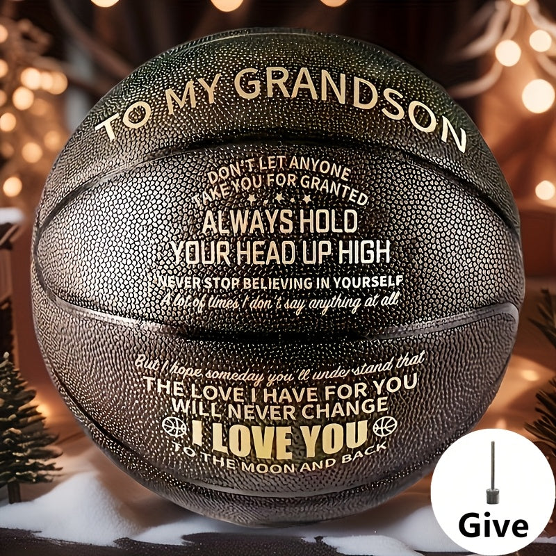 Personalized Basketball Gift for Son & Grandson Standard Size with Pump To My Son To My Grandson Heartfelt Message Sports Bir