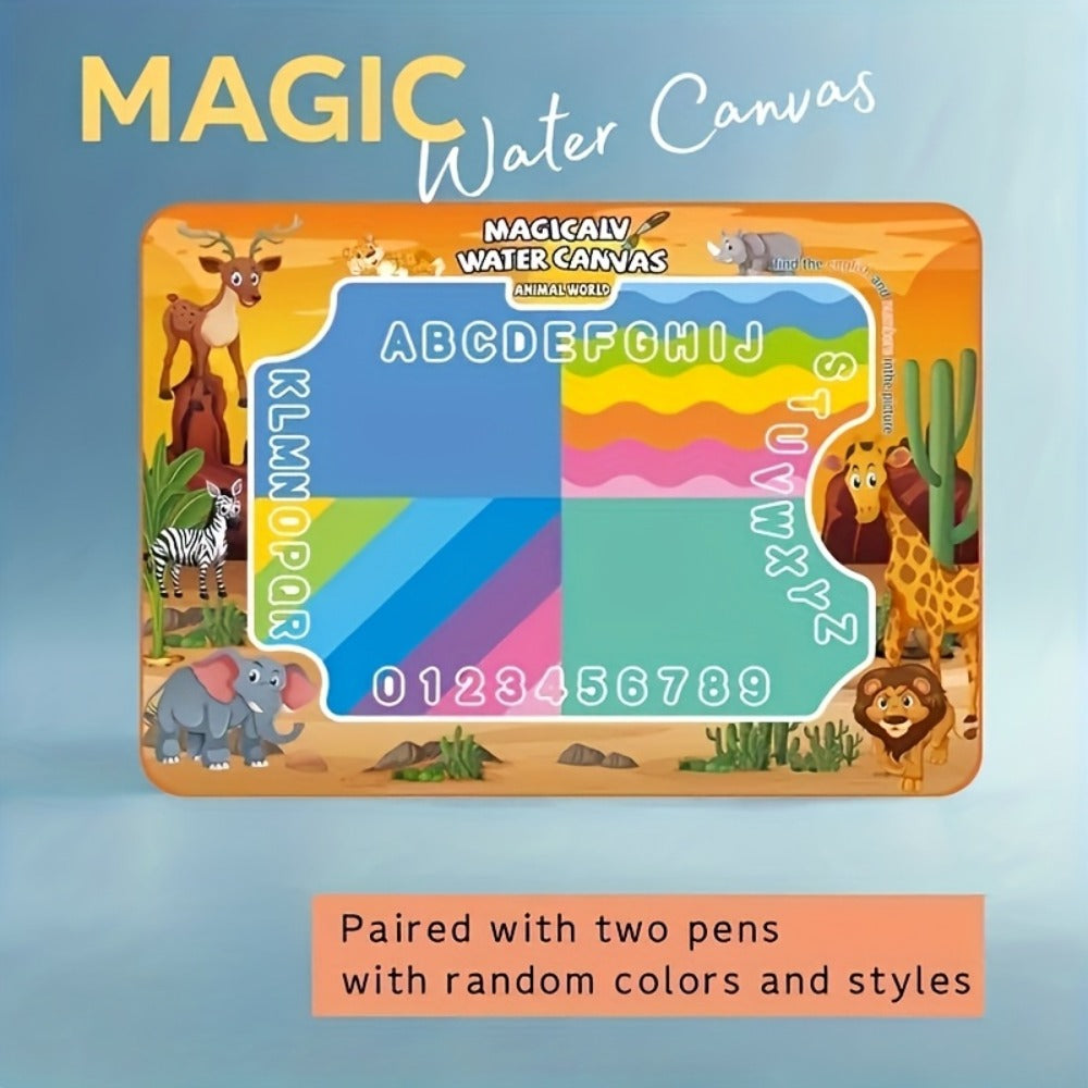 Water Canvas Drawing Mat for Kids Reusable Mess-Free – Magical Paint with Water Art Toy 80x60cm Ocean Animal Designs Screen-F