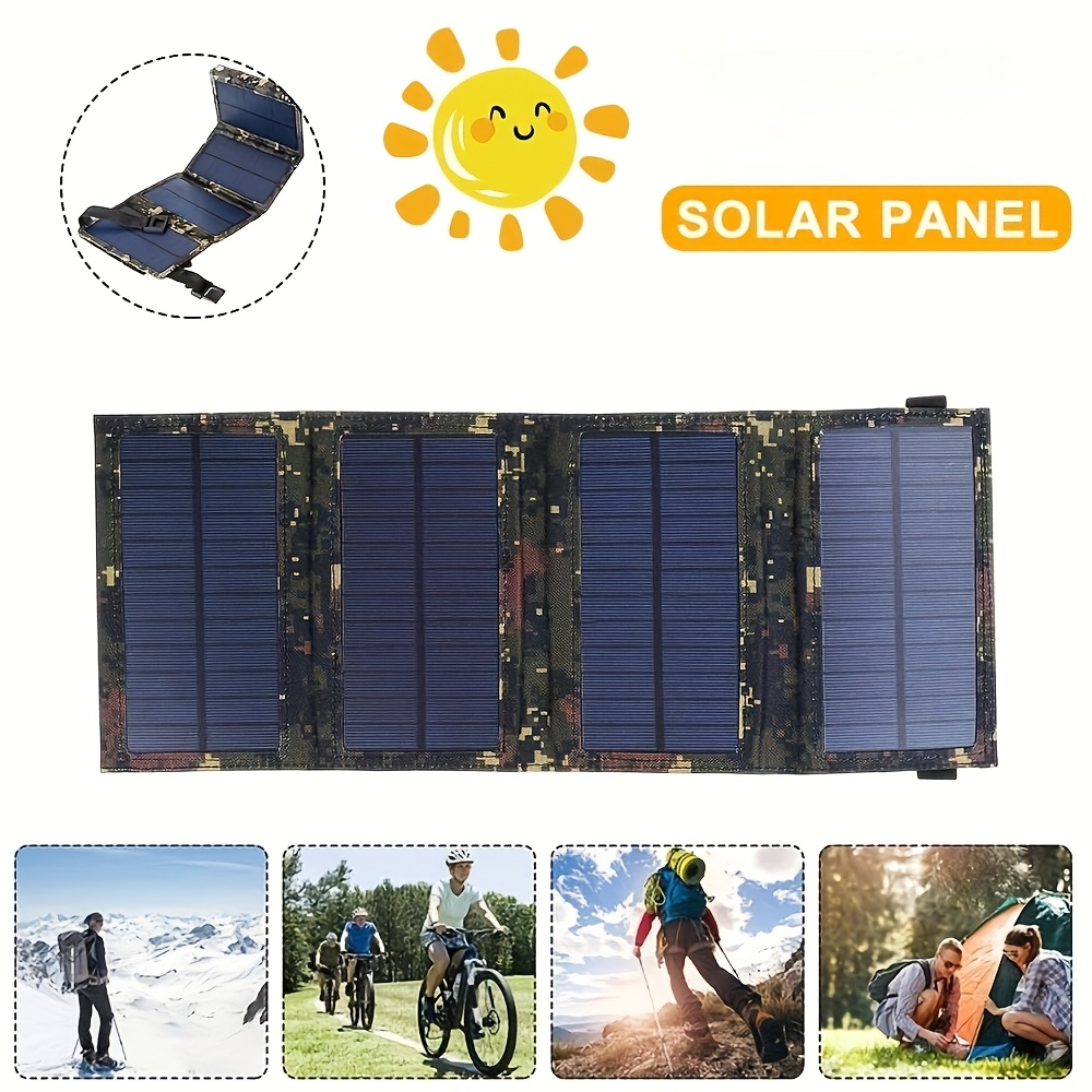 Foldable Solar Charger Portable Monocrystalline Silicon 20% Efficiency USB Output with Carabiner for an Everyday Personal Car