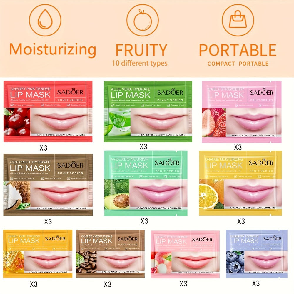 Thirty Individually Wrapped SADOER Lip Mask Sachets with 8g*30pcs Checkout Label and Assorted Graphics — image 7