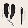 Wide-Jaw Nail Clipper and File Set, Two-Piece Black-Handle Kit with Curved Concave Edge and Stainless-Steel-Labeled Component