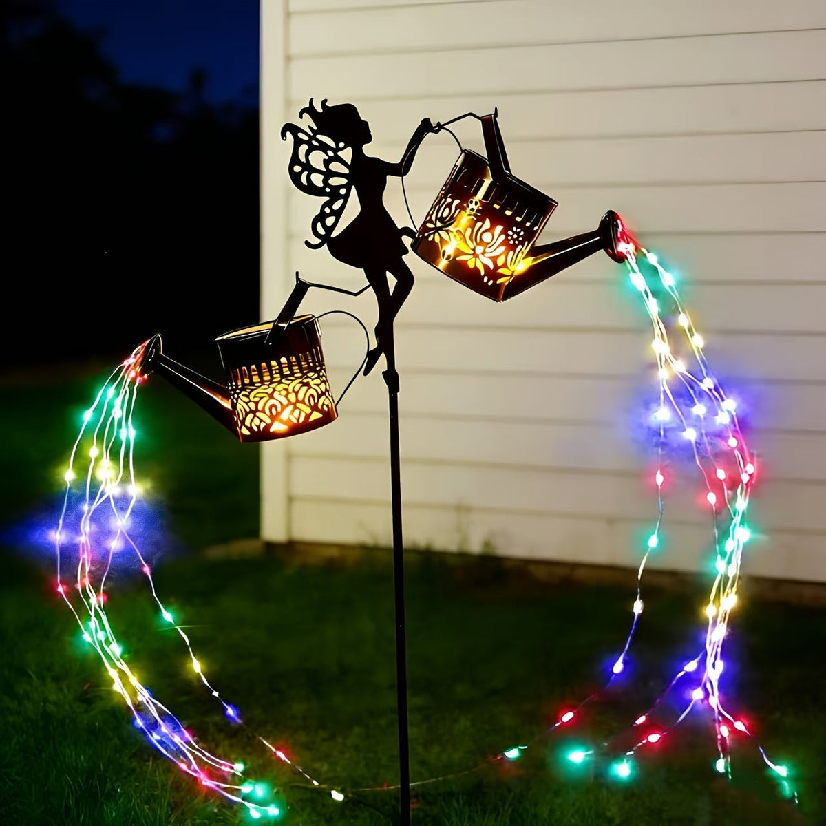 Solar Garden Lights Fairy Waterfall Statue with Multicolor String Lights and Ground-Stake Installation — image 3