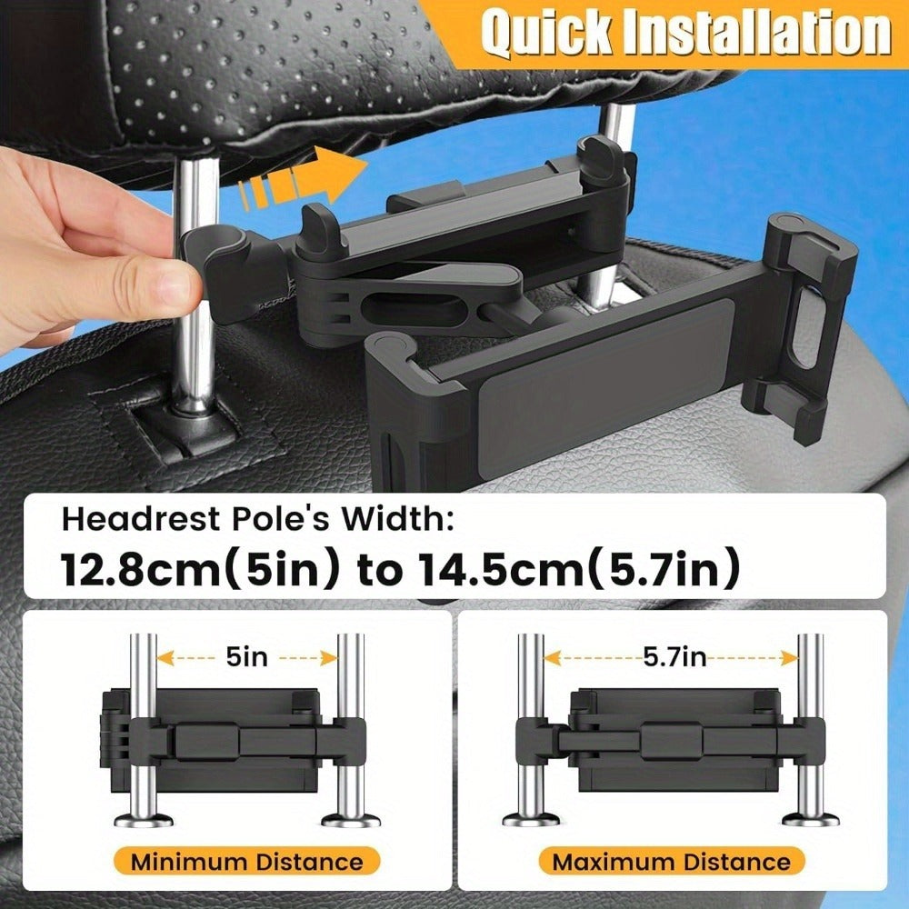 Car Headrest Tablet Mount 2-Pack – 360° Rotating Adjustable Holder for iPad & Tablets 5.5–18.4 Inch, Soft Sponge Padding — im