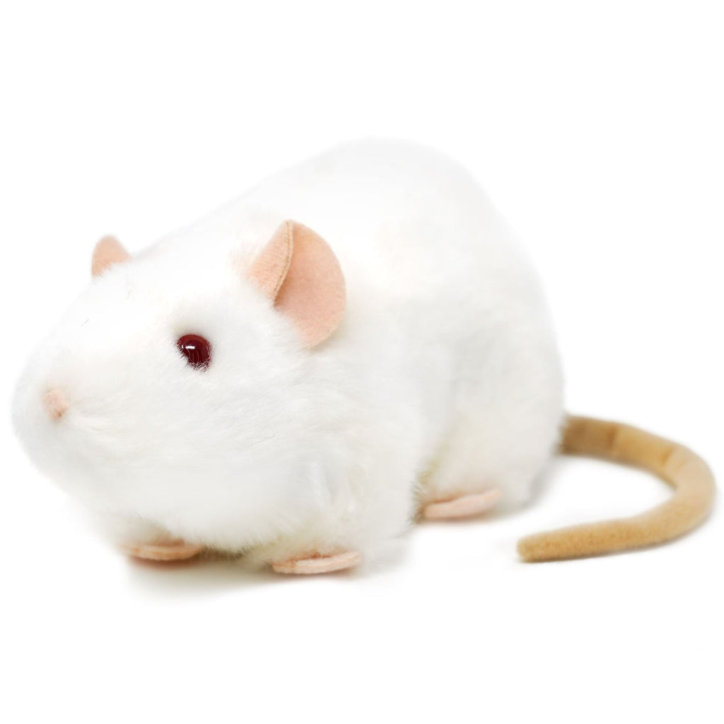 Plush Toy Wylie Realistic White Rat 7-Inch Stuffed Animal with Character Story for Character Display, Room Decor and Gift Pre