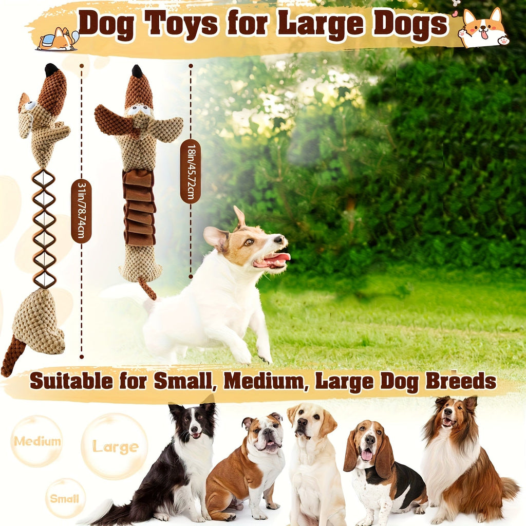 Dog Toy Stretchable Plush Tug with Built-In Squeaker, Crinkle Paper and 15.7 to 19.7-Inch Length — image 2