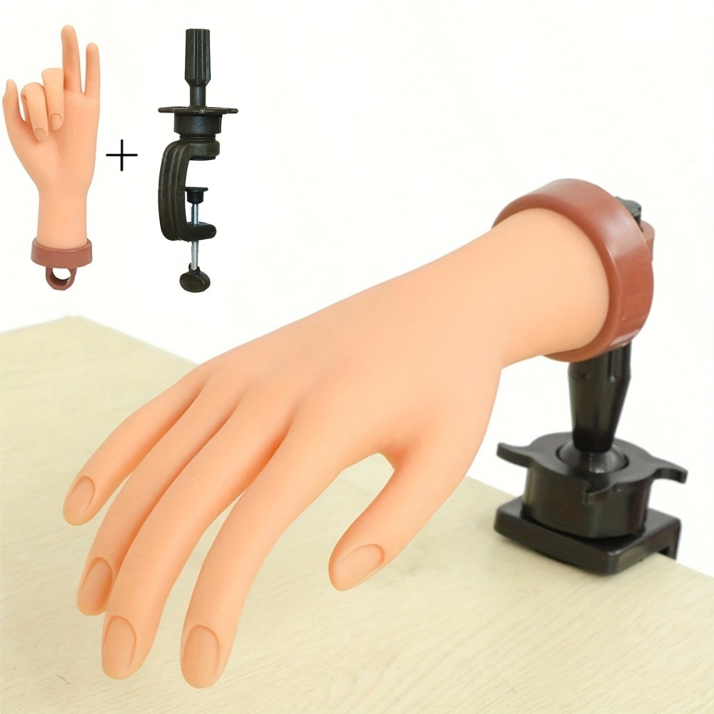 Silicone Nail Practice Hand Model with Desktop Stand – Flexible Realistic Fake Hand for Nail Art Training — image 1