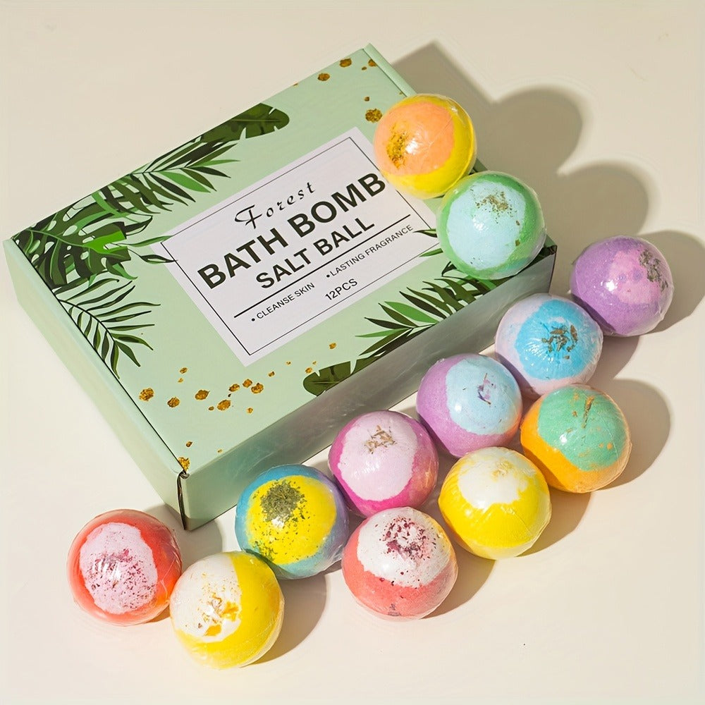 Bath Bombs, 12-Piece Extra-Large Gift Box with Assorted Colors, Labeled Scents and Forest Bath Ball Option — image 7
