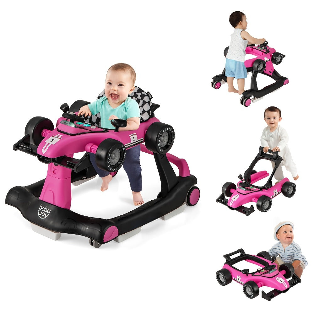 4-in-1 Foldable Baby Walker with Activity Toy Tray & Adjustable Height, Sit-to-Stand Push Walker for Infants & Toddlers — ima
