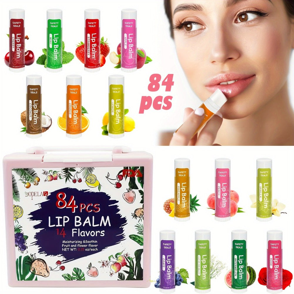 Lip Balm 84-Piece Bulk Set with 14 Flavors, 4.2g Twist-Up Tubes and Color-Coded Box Packaging — image 3