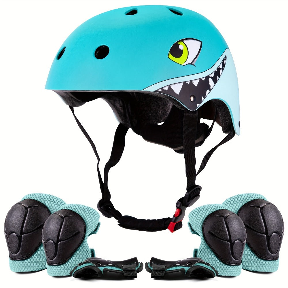 3D Shark Kids Bike Helmet with Knee and Elbow Pads Set, Ultra-Light 230g Adjustable Safety Helmet Ages 5+ — image 5