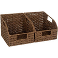 Water Hyacinth Pantry Storage Baskets 2-Pack with Seagrass Options and Integrated Shelf Handles — image 1