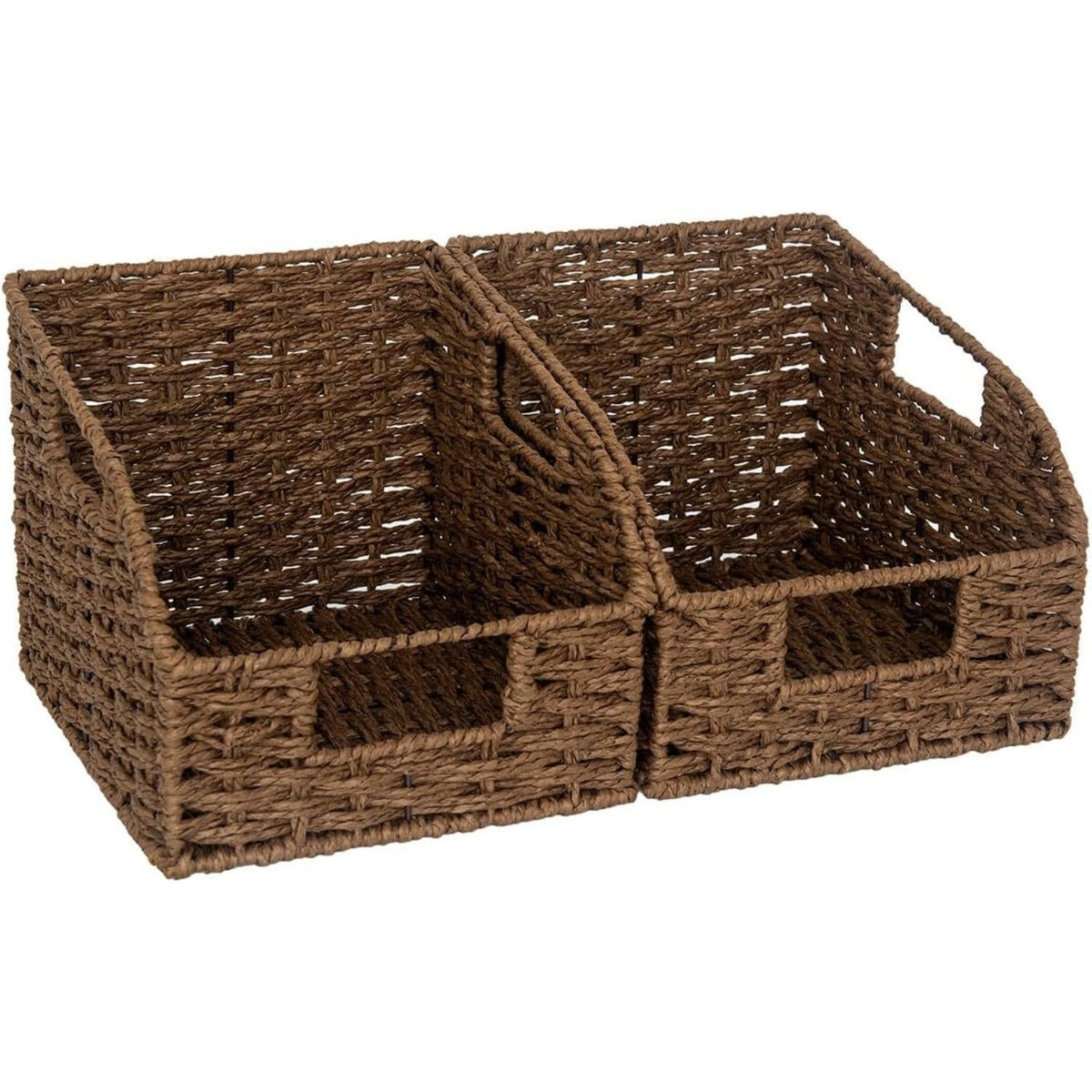 Water Hyacinth Pantry Storage Baskets 2-Pack with Seagrass Options and Integrated Shelf Handles — image 1