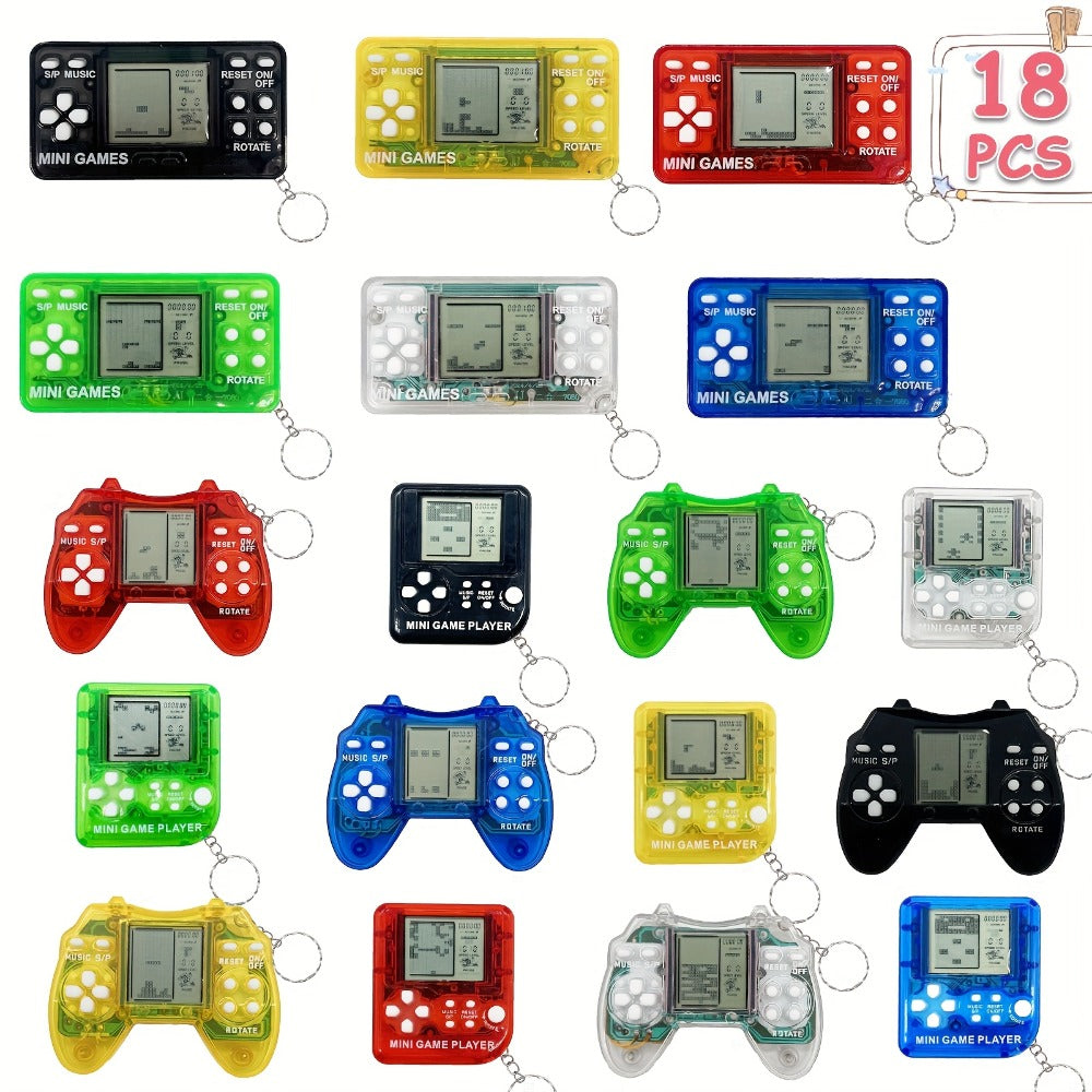 18-Piece Mini Game Keychain Set with Controller and Handheld Shapes in Six Pictured Case Colors — image 3
