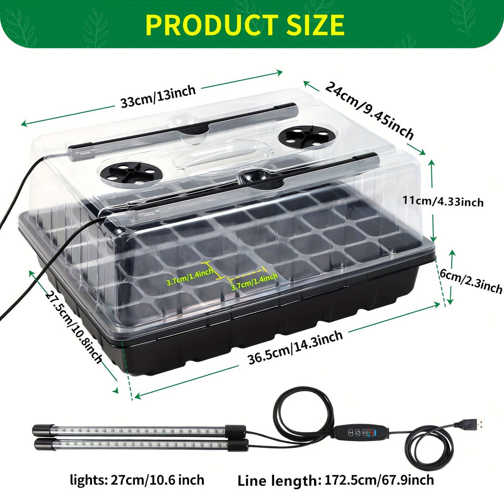 Seed Starter Tray with Grow Light 96 Cell Self-Watering, 10-Level Brightness & Timer, Humidity Dome — image 2