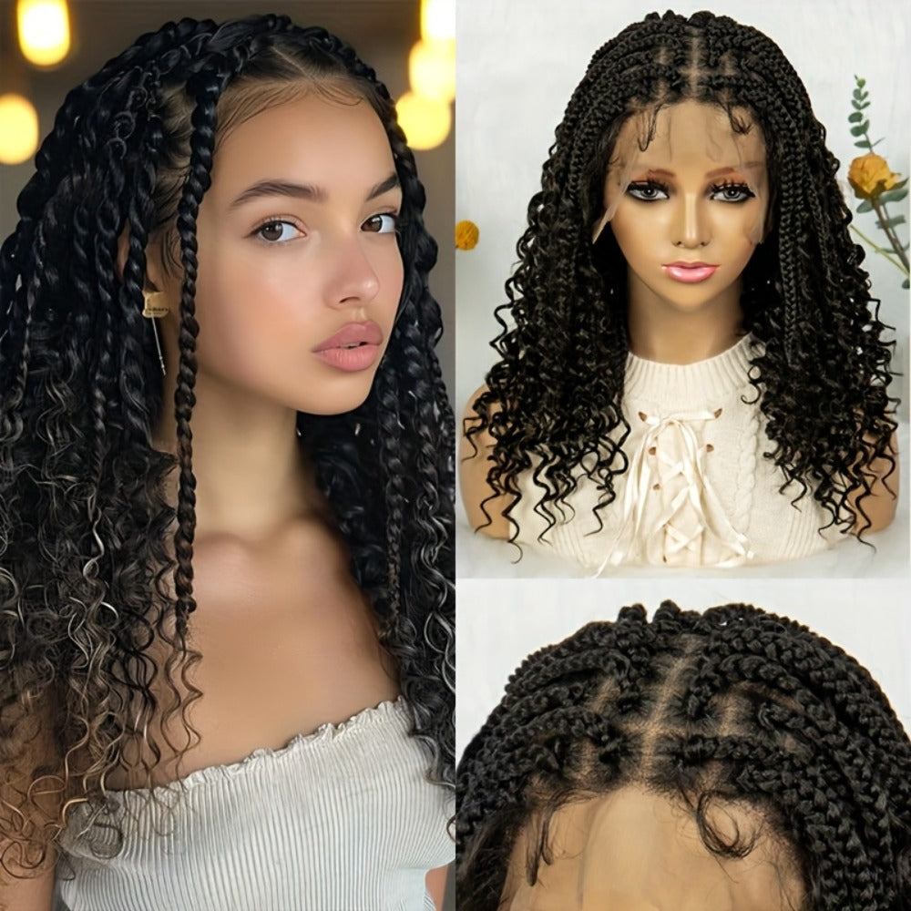 Goddess Square-Braid Wig with Curly Ends in 14- or 16-Inch Lengths and Black, Burgundy or Brown Colors — image 19